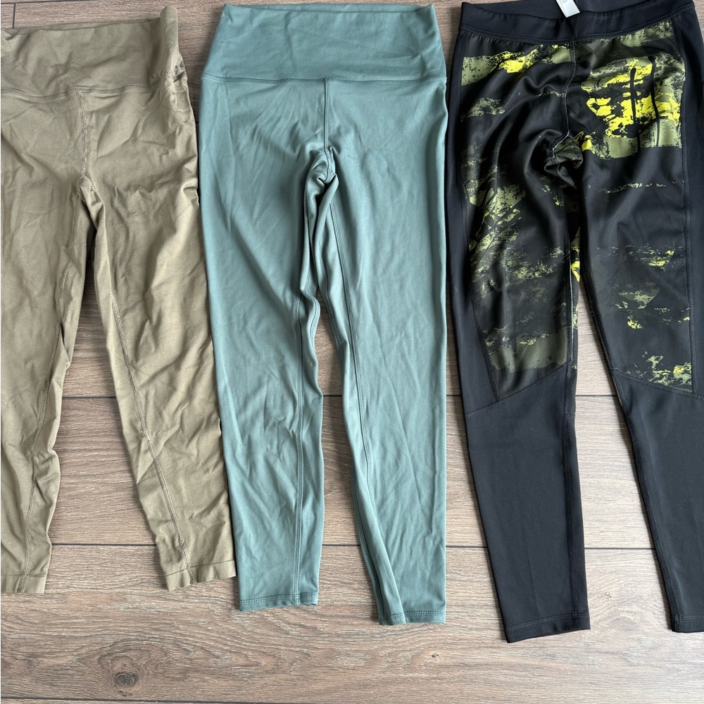 WOMENS Solid Green Leggings - Pack of 3